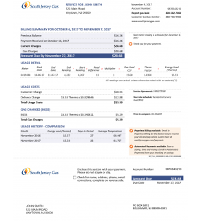 Gas Bill, South Jersey Gas